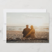 白い書道オーバーレイ日付の写真カードを保存 セーブザデート (裏面)