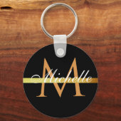 白い書道モノグラム黒 キーホルダー (正面)