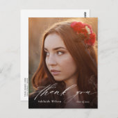 白い書道写真卒業ありがとう ポストカード (正面/裏面)