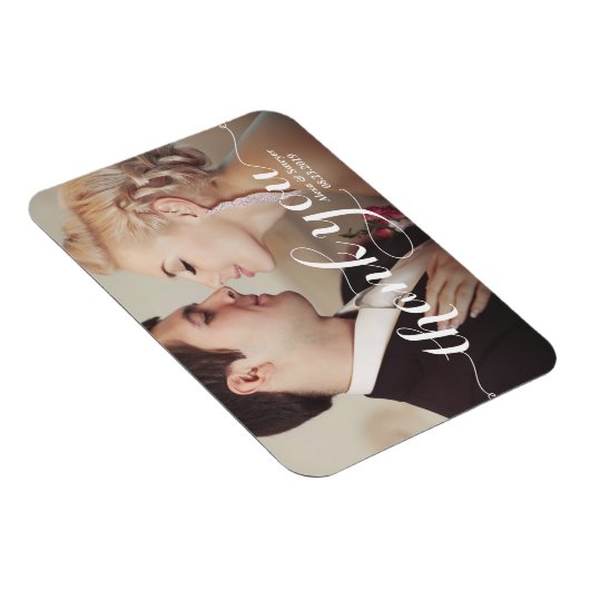 白い書道台本結婚の感謝の写真 マグネット (右側)