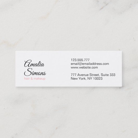 白い最小主義の名刺 スキニー名刺 (裏面)