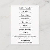 白い月の蛾の呪文の瓶キット 名刺 (裏面)