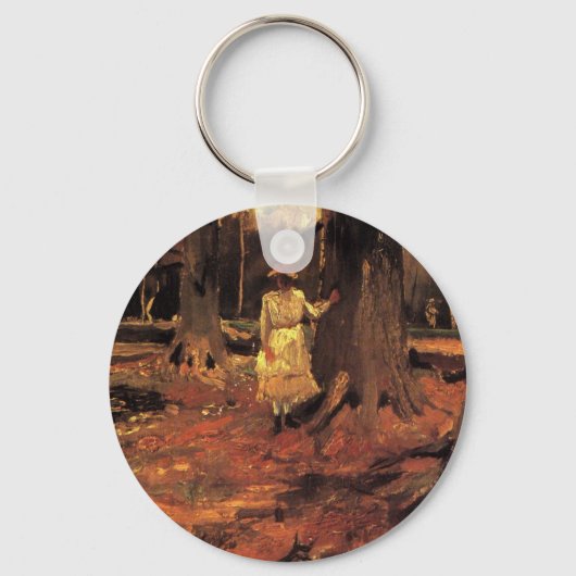 白い服の少女　森の中で（Vincent van Gogh） キーホルダー (正面)