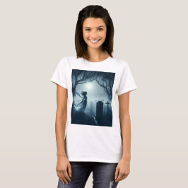 白い服を着た女性幽霊が前に立つ Tシャツ