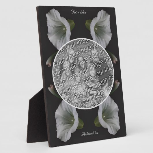 白い朝顔の花自分の写真を作成 フォトプラーク (側面)