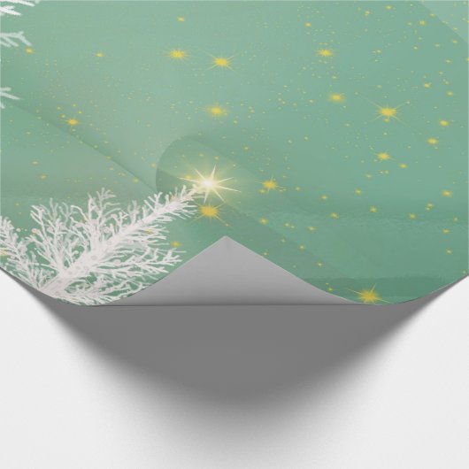 白い木が付いているクリスマスの包装紙 ラッピングペーパー (角)