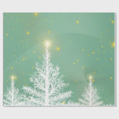 白い木が付いているクリスマスの包装紙 ラッピングペーパー (フラット)