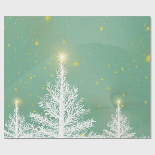 白い木が付いているクリスマスの包装紙 ラッピングペーパー (フラット)