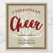 白い木でヴィンテージクリスマス応援スクリプト ワインラベル (シングルラベル)