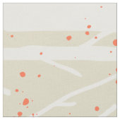 白い木とオレンジの水玉模様 ファブリック (クローズアップ)