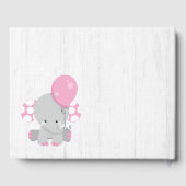 白い木とピンクの象が赤ちゃんのシャワーを望む ゲストブック (裏面)