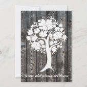 白い木と灰色の木の詩の結婚式招待状 招待状 (裏面)