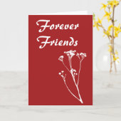 白い木と赤い永久に友人 カード (黄色い花)