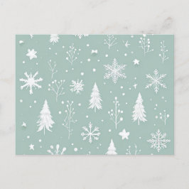 白い木と雪の結晶を持つポストカード ポストカード