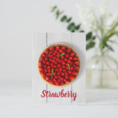 白い木にミントが付いたストロベリーケーキ シーズンポストカード (スタンド正面)