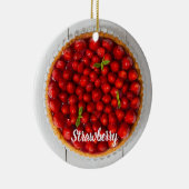 白い木にミントが付いたストロベリーケーキ セラミックオーナメント (右)