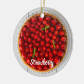白い木にミントが付いたストロベリーケーキ セラミックオーナメント (左)