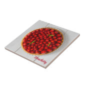 白い木にミントが付いたストロベリーケーキ タイル (側面)