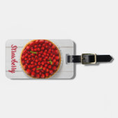 白い木にミントが付いたストロベリーケーキ ラゲッジタグ (正面横)