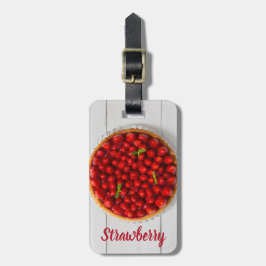 白い木にミントが付いたストロベリーケーキ ラゲッジタグ