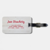 白い木にミントが付いたストロベリーケーキ ラゲッジタグ (裏面横)