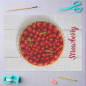 白い木にミントが付いたストロベリーケーキ 薄葉紙 (クラフト)