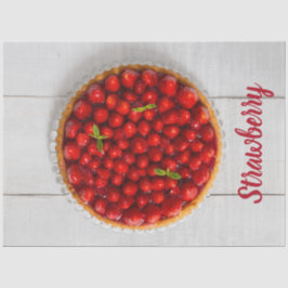 白い木にミントが付いたストロベリーケーキ 薄葉紙