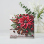 白い木に赤い伝統的クリスマスの花 シーズンカード (スタンド正面)