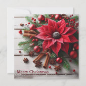 白い木に赤い伝統的クリスマスの花 シーズンカード (正面)