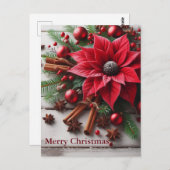 白い木に赤い伝統的クリスマスの花 ポストカード (正面/裏面)