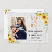 白い木のひまわりの花が日付の写真を保存 シーズンポストカード (正面/裏面)