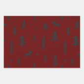 白い木のイラスト赤いクリスマスパターン ラッピングペーパーシート (正面2)