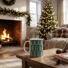 白い木のカスタムクリスマスイニシャルマグ コーヒーマグカップ