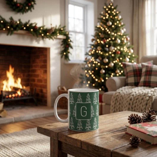 白い木のカスタムクリスマスイニシャルマグ コーヒーマグカップ