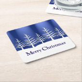 白い木のシルエッエレガントトクリスマス スクエアペーパーコースター (アングル)