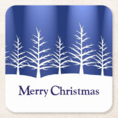 白い木のシルエッエレガントトクリスマス スクエアペーパーコースター (正面)
