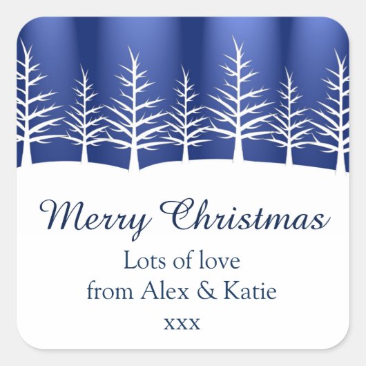 白い木のシルエット スクエアシール (正面)