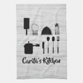 白い木のパーソナライズされたテクスチャキッチンタオル キッチンタオル (縦)