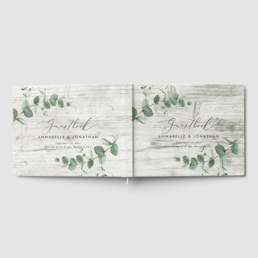 白い木のユーカリの素朴でシンプルなゲストブック ゲストブック (全面)