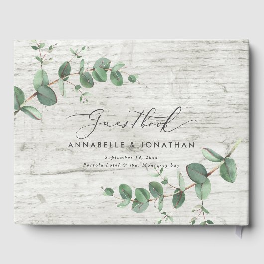 白い木のユーカリの素朴でシンプルなゲストブック ゲストブック (裏面)