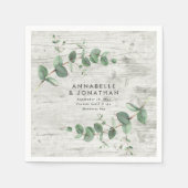 白い木のユーカリの葉結婚のナプキン スタンダードカクテルナプキン (正面)