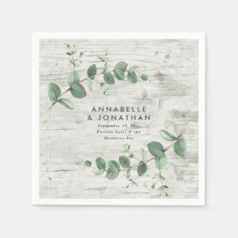 白い木のユーカリの葉結婚のナプキン スタンダードカクテルナプキン