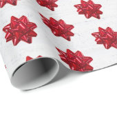 白い木の包装紙に赤いリボン ラッピングペーパー (ロールコーナー)