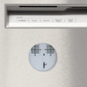 白い木の扉(黒い鍛鉄バー) マグネット (インサイチュ (食洗機))