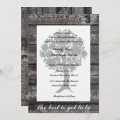 白い木の灰色の木製の詩歌の結婚式招待状 招待状 (正面/裏面)