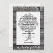 白い木の灰色の木製の詩歌の結婚式招待状 招待状 (正面)