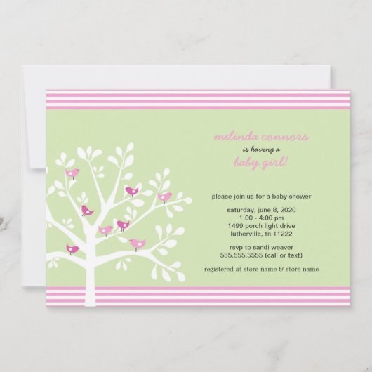 白い木の赤ちゃんシャワー招待状 招待状 (正面)