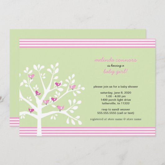 白い木の赤ちゃんシャワー招待状 招待状 (正面/裏面)