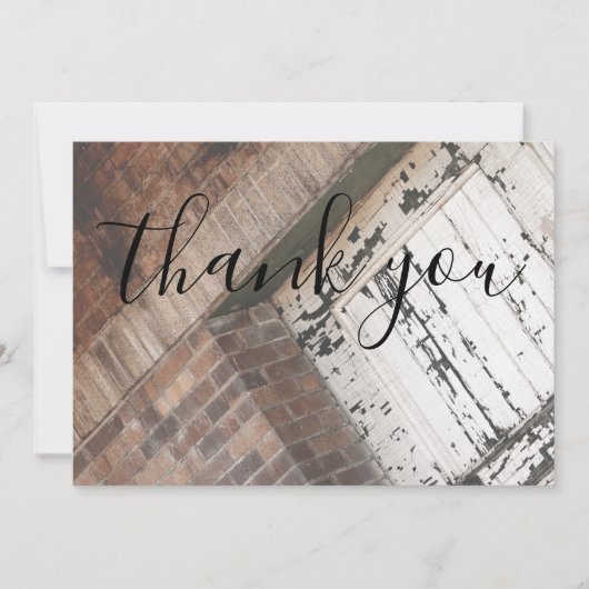 白い木の赤レンガのテクスチャサンキューカード サンキューカード (正面)