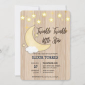 白い木の輝く小さな星の赤ちゃんシャワー 招待状 (正面)